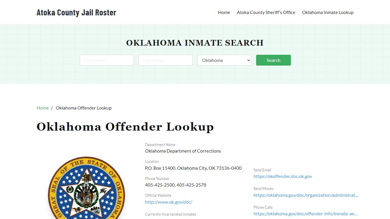 Oklahoma Inmate Search, Jail Rosters - Atoka County Jail