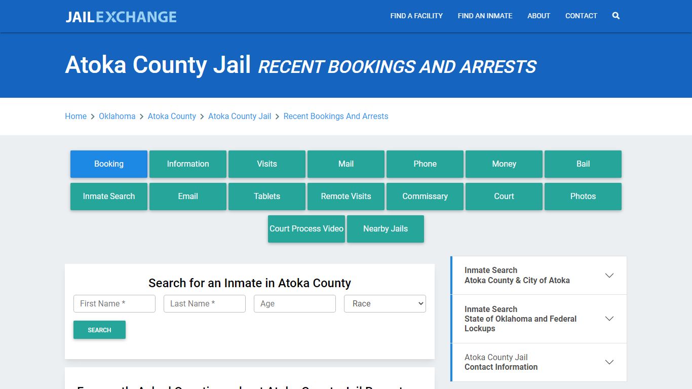 Atoka County Jail Recent Bookings And Arrests - Jail Exchange