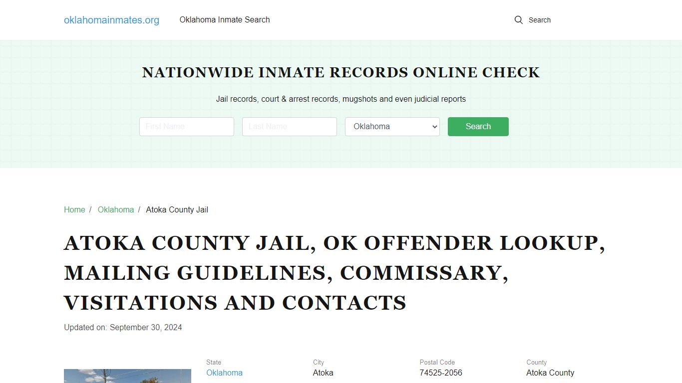 Atoka County Jail, OK: Inmate Search Options, Visitations, Contacts